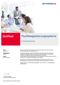 Zertifikat Dormakaba Fachkraft Fluchtwegsicherungssyteme
