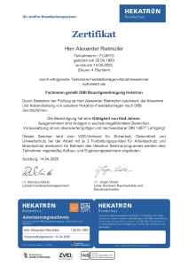 Zertifikat Hekatron Fachkraft Feststellanlagen Alexander Rietmüller